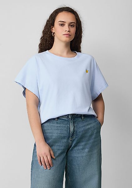 QS Kurzarmshirt lässiges Shirt mit angeschnittener günstig online kaufen