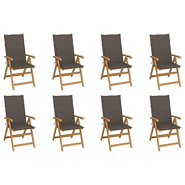 vidaXL Verstellbare Gartenstühle mit Auflagen 8 Stk Massivholz Teak 3072549 günstig online kaufen
