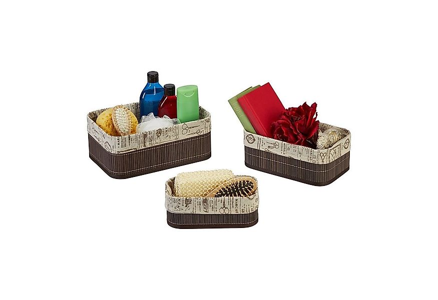 relaxdays Aufbewahrungskorb 3er Set aus Bambus günstig online kaufen