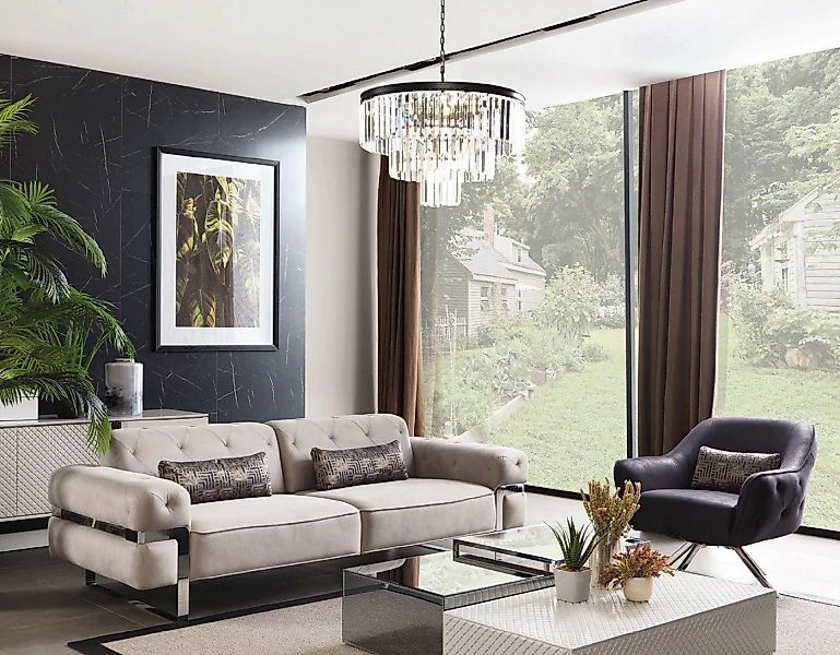 JVmoebel Sofa, Sofagarnitur 3 1 Sitzer Stoff 3x Couchtisch Design Couch Pol günstig online kaufen