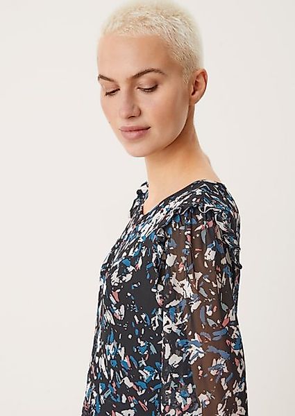 s.Oliver Maxikleid Meshkleid mit Allover-Print Rüschen günstig online kaufen