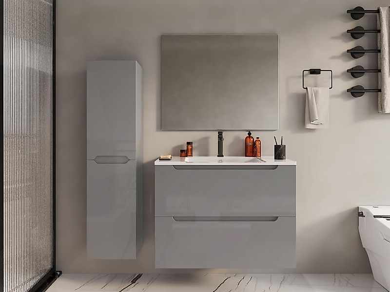 Badhochschrank hängend - B 30 x T 30 x H 120 cm - Grau - STEFANIE günstig online kaufen