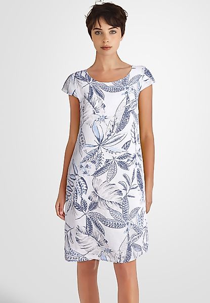 PEKIVESSA Sommerkleid Leinenkleid knielang kurzarm mit günstig online kaufen
