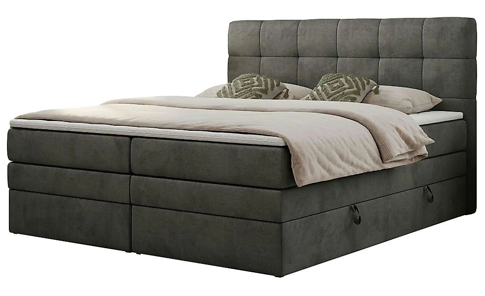 Boxspringbett mit Bettkasten Luka King ¦ grau ¦ Maße (cm): B: 140 H: 110 Be günstig online kaufen