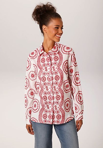 Aniston CASUAL Hemdbluse mit Lochmuster und Stickereien aufwändig verziert günstig online kaufen
