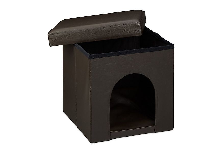relaxdays Indoorhütte Hundebox Sitzhocker, braun günstig online kaufen