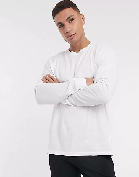 New Look – Übergroßes, langärmliges Shirt in Weiß günstig online kaufen