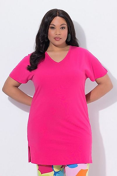 Ulla Popken Longshirt Longshirt A-Linie V-Ausschnitt Flügel-Halbarm günstig online kaufen