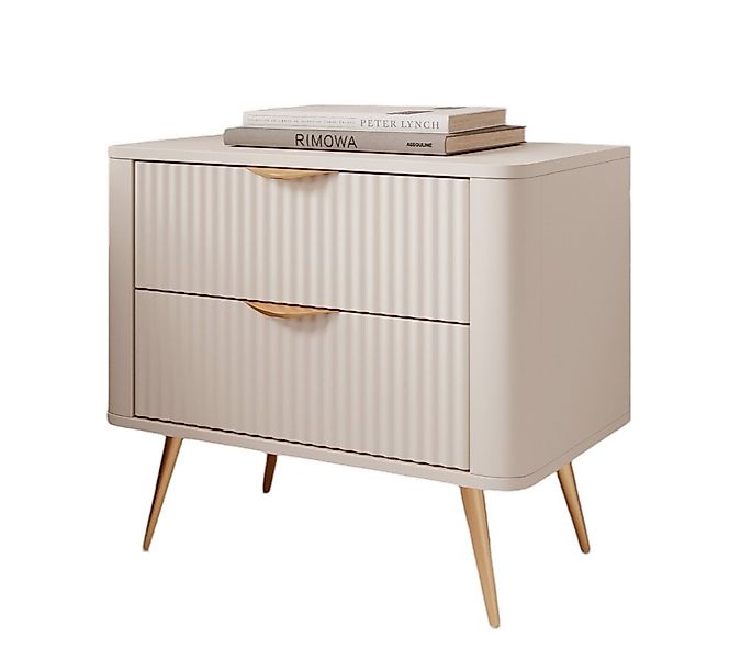 Compleo Nachttisch mit 2 Schubladen auf hohen Beinen BELLO Lamellen günstig online kaufen