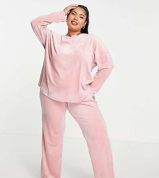 Vero Moda Curve – Pyjama aus Velours in Rosa günstig online kaufen
