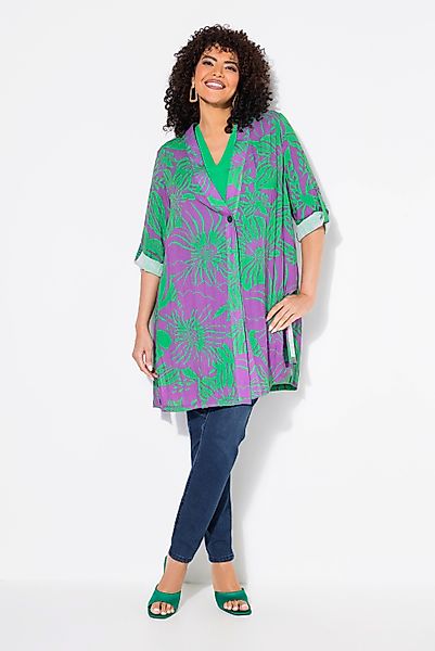 Ulla Popken Sommerjacke Blusenjacke Blüten V-Ausschnitt günstig online kaufen