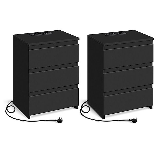 Yaheetech Nachttisch mit Ladestation, 2 USB-Anschlüsse und 2 AC-Steckdosen günstig online kaufen