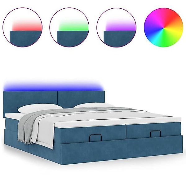 vidaXL Bett Ottoman-Bett mit Matratzen & LEDs Dunkelblau 160x200 cm Samt günstig online kaufen