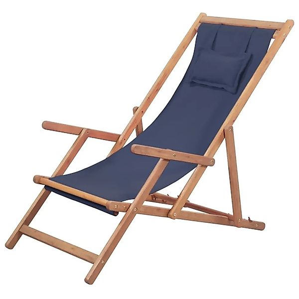 vidaXL Strandstuhl Klappbar Stoff und Massivholz Blau 43996 günstig online kaufen