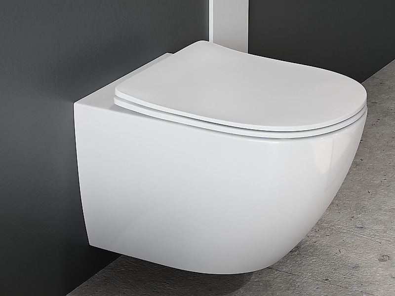 Aqua Bagno Tiefspül-WC Spülrandlose Toilette inklusive Softclose WC-Sitz, W günstig online kaufen