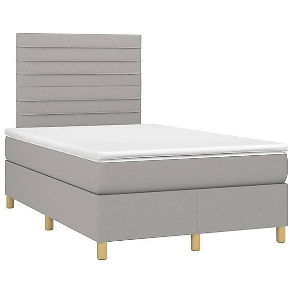 vidaXL Boxspringbett, Boxbett mit Matratze Hellgrau 120x190 cm Stoff günstig online kaufen