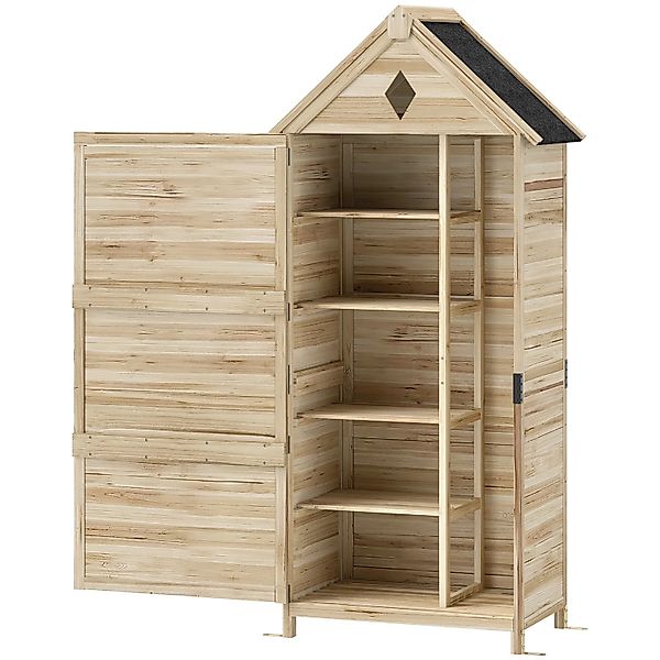 Outsunny Gartenschrank Tannenholz Naturholz 80L x 49B x 170H cm günstig online kaufen