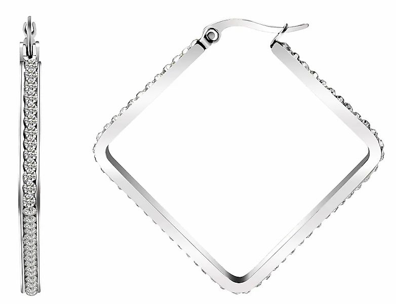 Adelia´s Paar Creolen "Damen Ohrringe – Creole aus Edelstahl mit Strass Ste günstig online kaufen