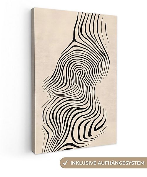 OneMillionCanvasses® Leinwandbild Linien - Abstrakt - Gewellt - Schwarz, Fo günstig online kaufen