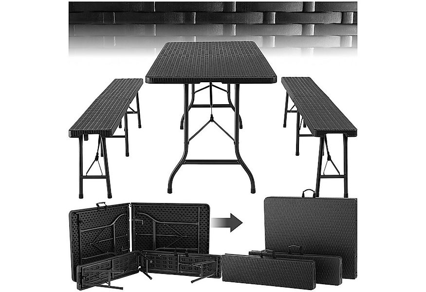 tectake Campingtisch Vani (1-St., 3 tlg), Kompakte Campinggarnitur mit Klap günstig online kaufen