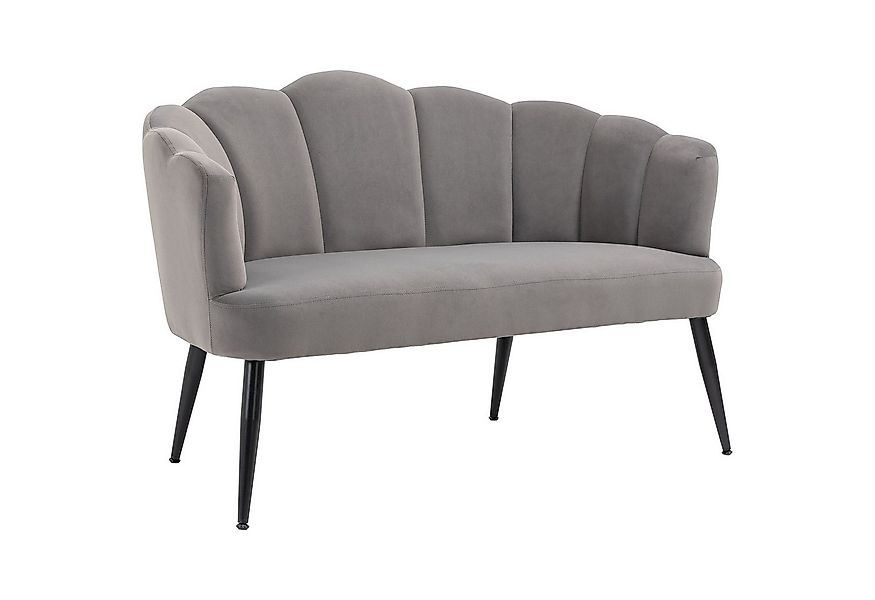 HOMCOM 2-Sitzer Sofa mit Armlehne, Muschelartige Rückenlehne, Metallbeine, günstig online kaufen