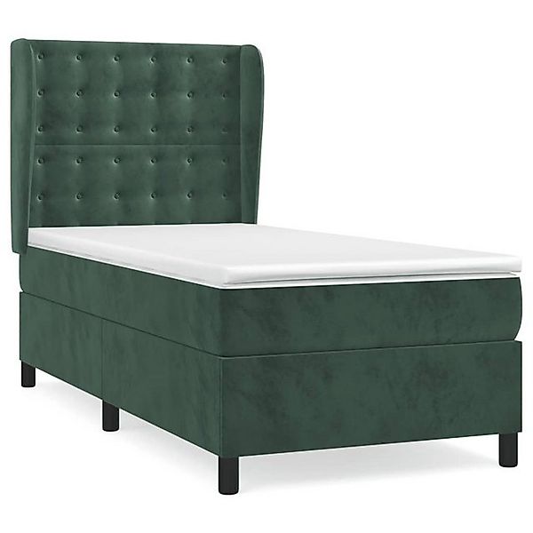 vidaXL Boxspringbett, Boxbett mit Matratze Dunkelgrün 100x200 cm Samt günstig online kaufen