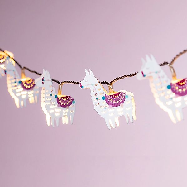 Lights4fun LED-Lichterkette 10er Lama Lichterkette Kinderzimmer günstig online kaufen