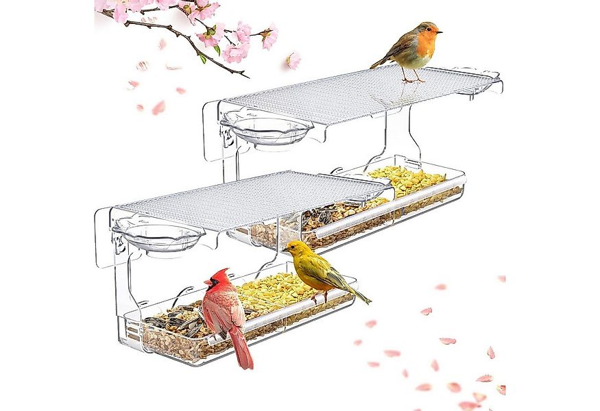 LuxusKollektion Vogelhaus 2er Fenster Futterhaus mit Vogeltränke & Anti-Rut günstig online kaufen