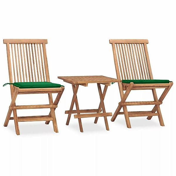 vidaXL 3-tlg Garten-Essgruppe mit Kissen Klappbar Massivholz Teak Modell 33 günstig online kaufen