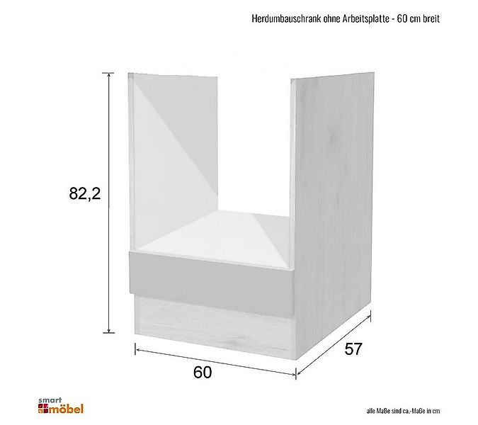 Flex-Well Herdumbauschrank Herdumbauschrank ohne Arbeitsplatte - 60 cm brei günstig online kaufen
