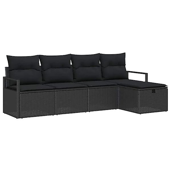 vidaXL 5-Teiliges Garten-Sofa-Set mit Kissen in Schwarz aus Poly Rattan 336 günstig online kaufen