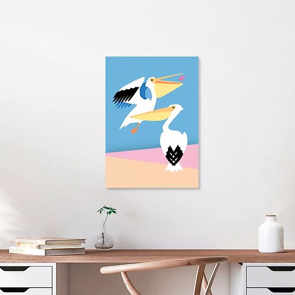 Poster / Leinwandbild - Zwei Pelikane günstig online kaufen