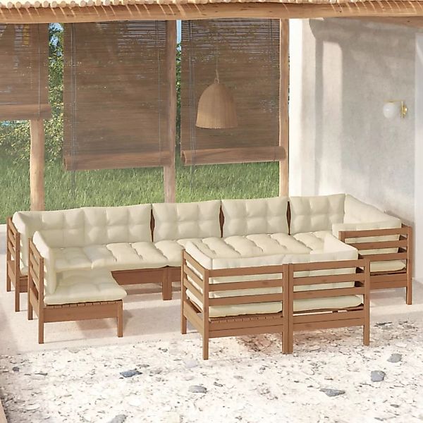 9-tlg. Garten-lounge-set Mit Kissen Honigbraun Kiefernholz günstig online kaufen