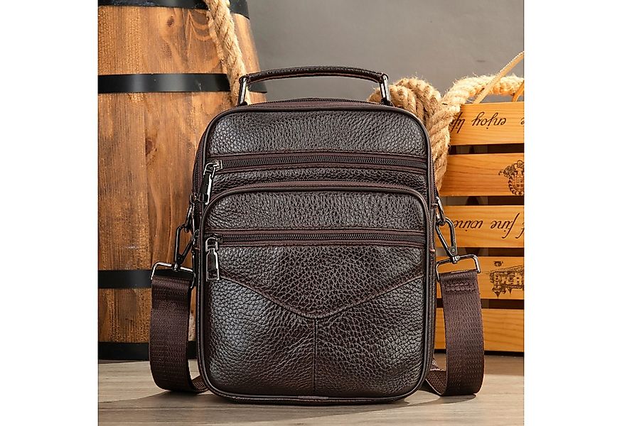 YUBRO-STUDIO Schultertasche Herren Leder Schultertasche Umhängetasche Messe günstig online kaufen