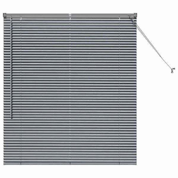 Rollo Fensterjalousie mit Vorhängen Dunkelgrau Aluminium, günstig online kaufen