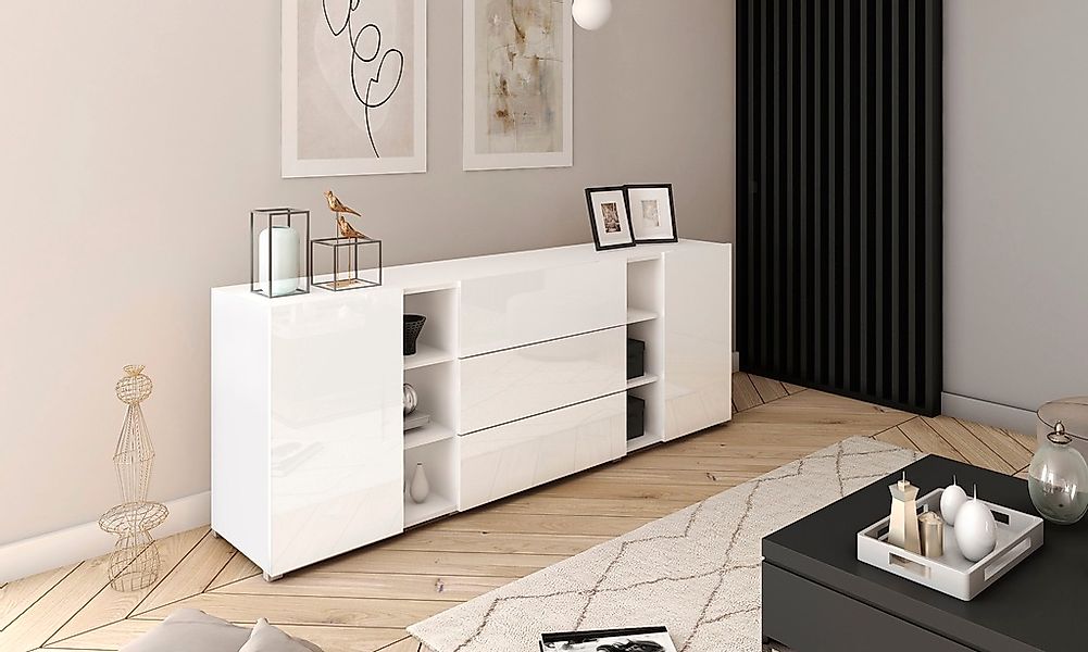 INOSIGN Sideboard "BERLIN", Moderne grifflose Kommode Breite 190 cm, offene günstig online kaufen