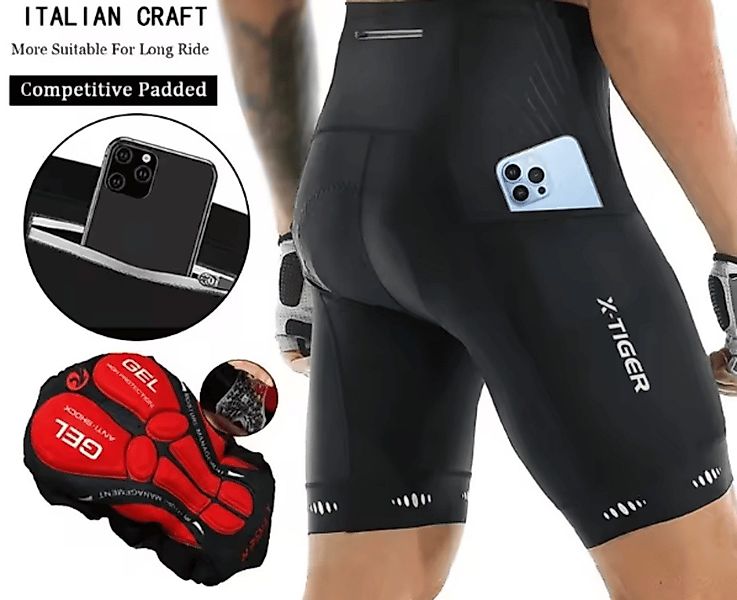 X-TIGER Radhose Herren-Radhose, drei Taschen, 5D-Gel-Pad, günstig online kaufen