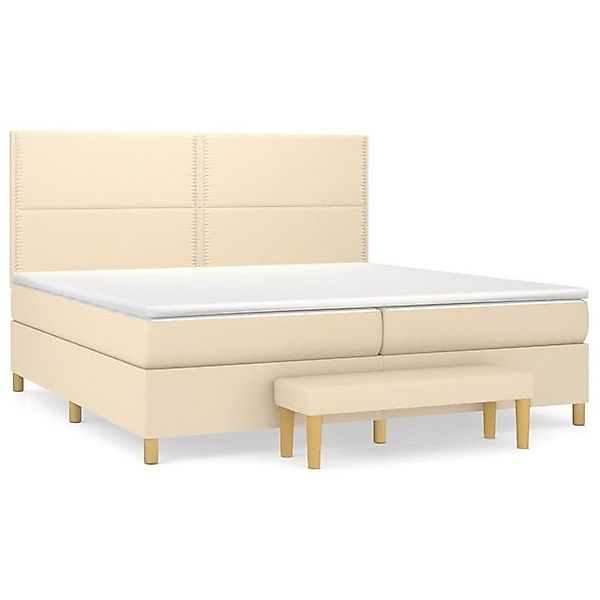 vidaXL Boxspringbett Boxspringbett mit Matratze Creme 200x200 cm Stoff Bett günstig online kaufen