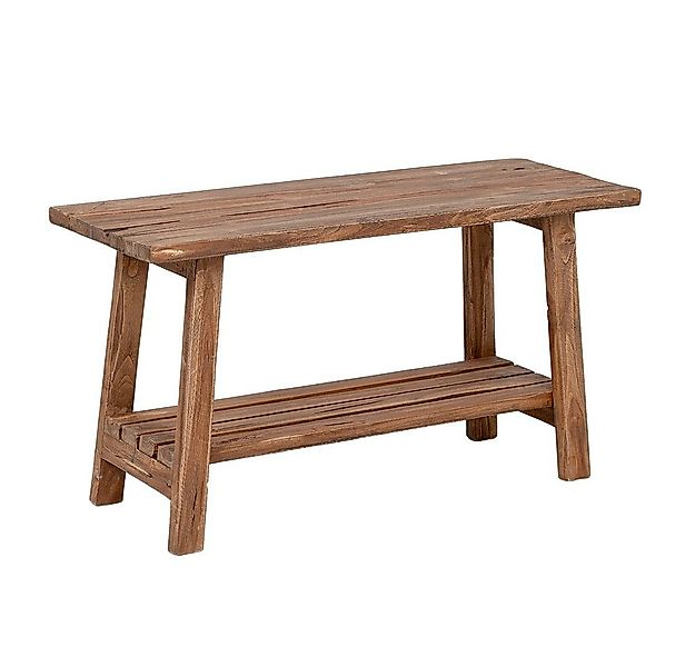 LebensWohnArt Sitzbank Massivholz Bank mit Ablage GENIUS 90cm Antik-Natural günstig online kaufen