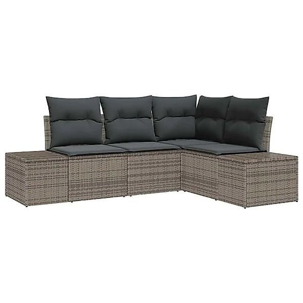 vidaXL Gartensofa-Set mit Speicher 4 Stk Grau Poly-Rattan 3355708 günstig online kaufen