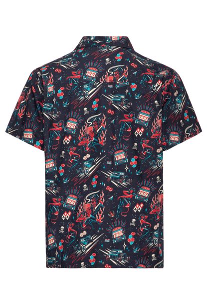 KingKerosin Kurzarmhemd Rockabilly Devil mit Allover-Artwork-Print günstig online kaufen