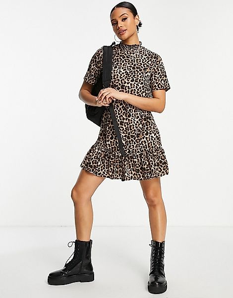 NA-KD – Fließendes Minikleid mit Leopardenmuster-Bunt günstig online kaufen