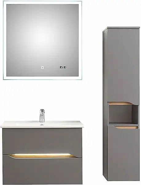 Saphir Badmöbel-Set »Quickset 3-teilig, Keramik-Waschtisch mit LED-Spiegel« günstig online kaufen