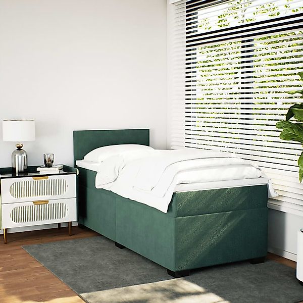 vidaXL Bett Boxspringbett mit Matratze Dunkelgrün günstig online kaufen