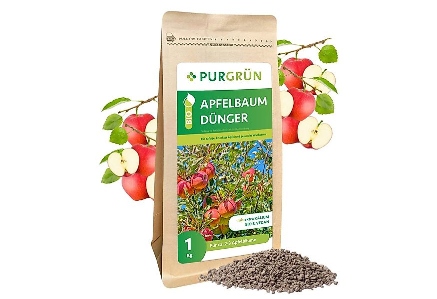 Purgrün Obstdünger Bio Apfelbaum Dünger, NPK 6+3+8, Magnesium, 1 kg, Granul günstig online kaufen