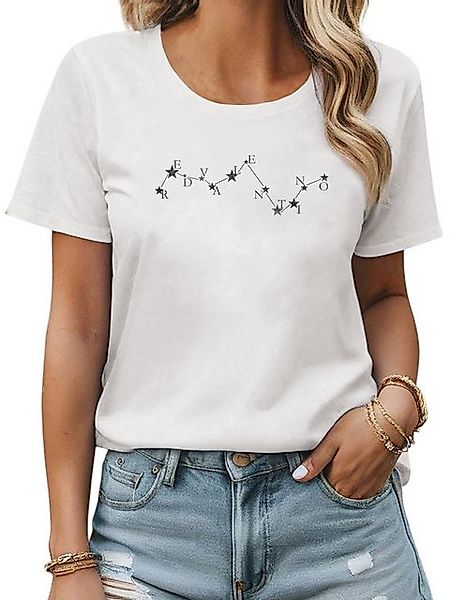 PYL T-Shirt Damen Sommer Casual Bequemes T-Shirt mit Brief Print Tee Bequem günstig online kaufen