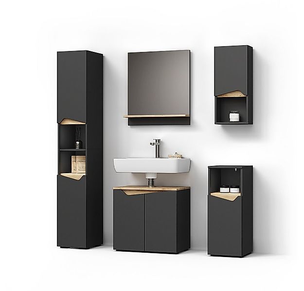 Livinity® Badmöbel-Set Timavo, Anthrazit/Artisan-Eiche, 5 Teile günstig online kaufen