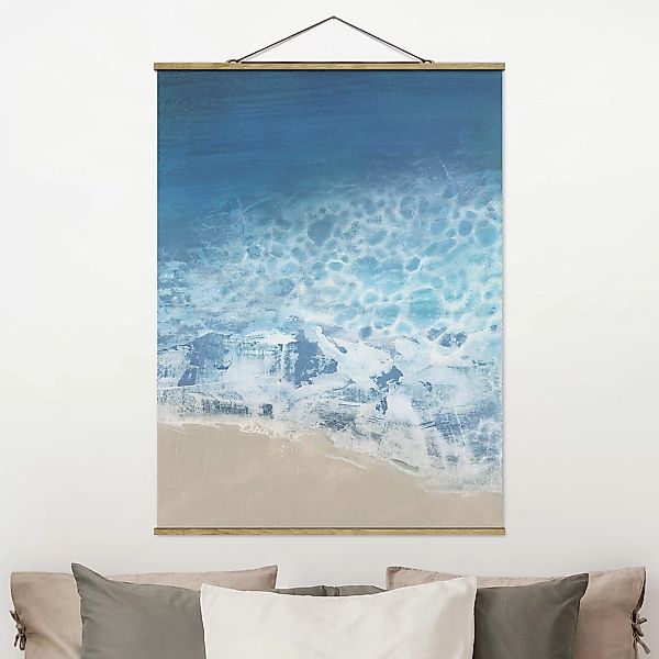 Stoffbild Strand mit Posterleisten - Hochformat Ebbe und Flut in Farbe II günstig online kaufen
