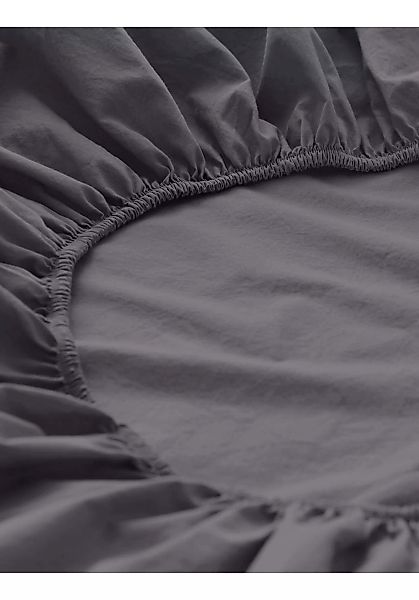 hessnatur Perkal Spannbettlaken aus Bio-Baumwolle - grau - Größe 90-100x200 günstig online kaufen