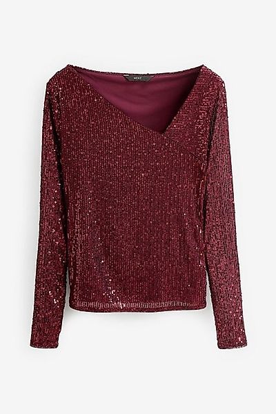 Next Paillettenshirt Asymmetrisches Langarmtop Pailletten, Kurzgröße günstig online kaufen